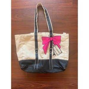Bath & Body Works VIP TOTE BAG Paris Eiffel Tower Canvas Pink Zipper Spring